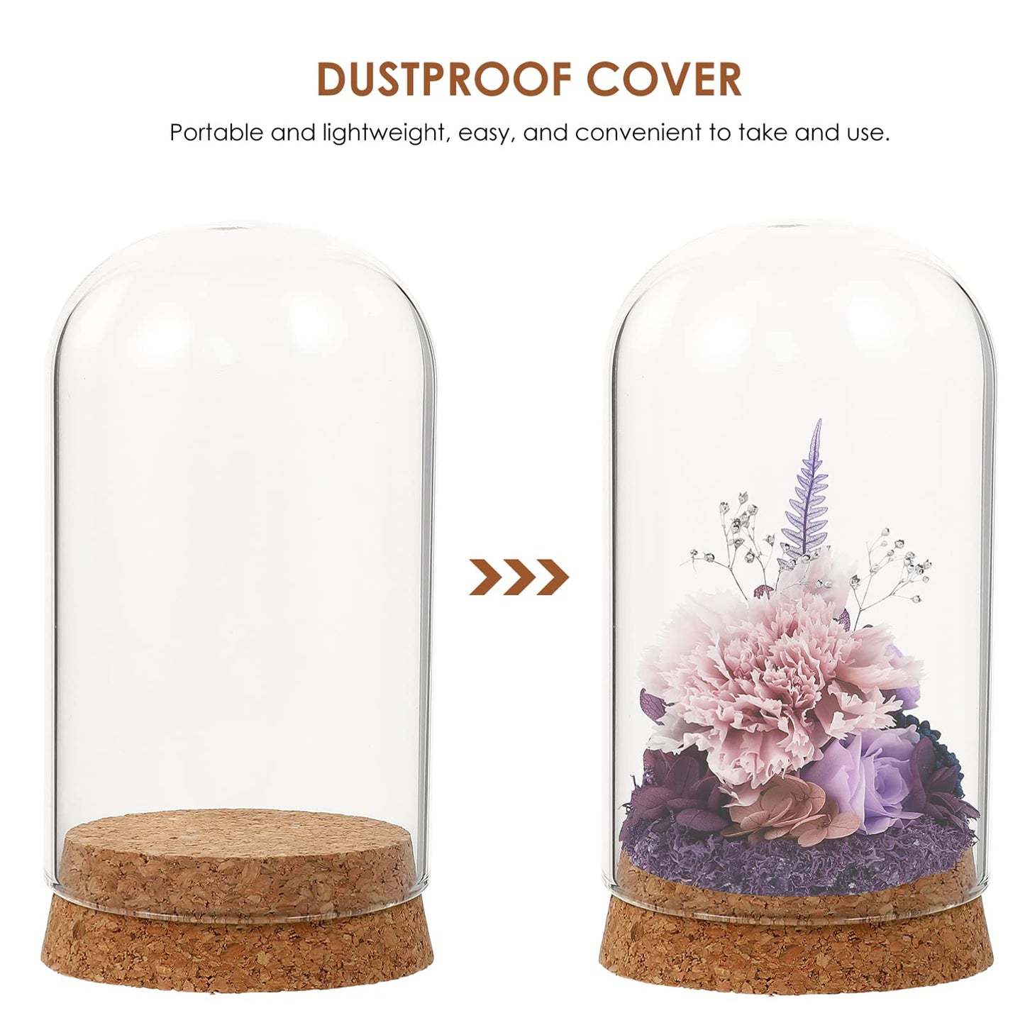 5pcs Cloche Glass Dome Wedding Favor Glass Dome Jars Bottles with Cork Stoppers Display with Cork Base for Party Favors, Arts and Small Projects