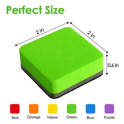MaxGear Whiteboard Erasers, 48 Pack Magnetic Dry Erase Eraser, Mini Whiteboard Cleaning Pads for Classroom, Chalkboard Wiper Teacher Supplies for School, Office, Home, 6 Rainbow Color Set, 2 x 2 Inch