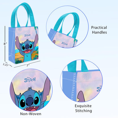 Disney Lilo and Stitch Party Favor Bags Bundle – 12 Pack of 8 Inch Goodie Bags for Kids Bulk Reusable Mini Totes | Stitch Birthday Party Supplies for Boys, Girls