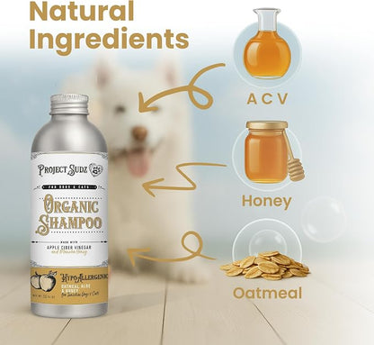 Project Sudz Hypoallergenic Dog Shampoo – Oatmeal & Honey | Extra Gentle, Unscented Pet Shampoo for Sensitive Skin | Safe for Puppies, Eco-Friendly & Made in USA
