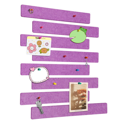 GoTiling Cork Board for Walls - 8 Pack Felt Pin Board Bar Strips - Self-Adhesive Lightweight Bulletin Board - Cork Board for Office with 40 Push Pins No Damage for Wall (Rose)