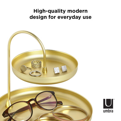 Umbra Poise Large, Double, Attractive Storage You Can Leave Out, Two-Tiered Jewelry Tray, Black