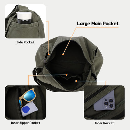 Freie Liebe Canvas Messenger Bag for Women and Men Casual Satchel Crossbody Shoulder Sling Bags