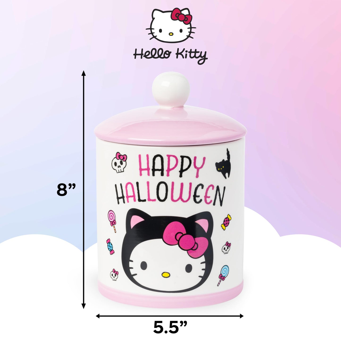 Silver Buffalo Sanrio Hello Kitty Halloween Ceramic Cookie Jar, 64 Ounces