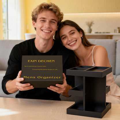 EXIN DECHEN Cologne Organizer for Men,Cologne Stand,3 Tier Wooden Perfume Shelf with Rotate,Desk Organizer,Gift for Dad From Wife,Husband Boyfriend Birthday Gift Ideas,Gifts for Men