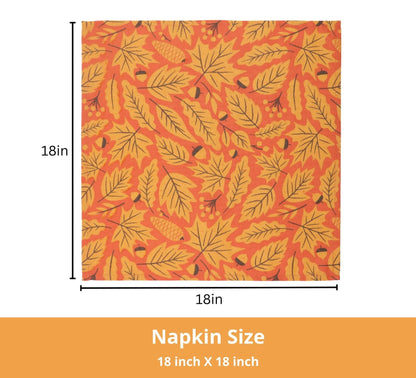 PurpleEssences Fall Napkins, Maple Leaves 18x18 Fall Cloth Napkins Set of 6, 100% Cotton Autumn Fall Harvest Thanksgiving Dinner Napkins for Farmhouse Kitchen, Maple & Hazel