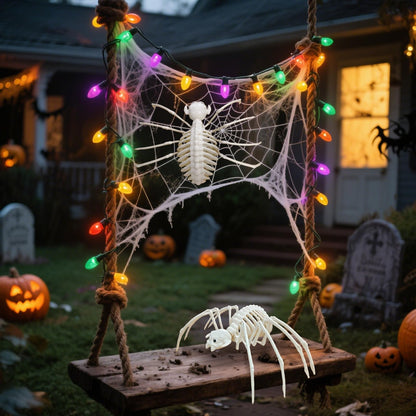 mogenda Large Realistic Spider Skeleton,Horrible Spider Bone,Vivid Spider Skeleton Model Halloween Decorations for Yard Garden Lawn,Haunted House Props(Spider-1p)