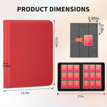 Trading Card Binder, Premium 9 Pocket 540 Double Sided Pocket Collection Binder, Card Album for TCG Card Holder for Game Card, Sports Card, Yugioh, MTG etc(Red)