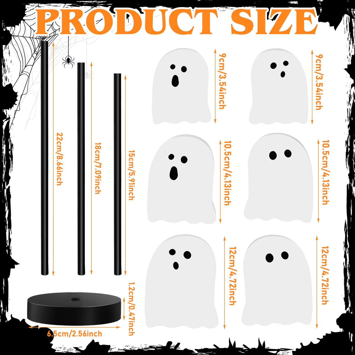 Briwooody 6 Pcs Halloween Table Decorations Cute Ghost Wooden Signs Halloween Tiered Tray Decor White Ghost Spooky Table Centerpiece Tall Block Sign for Party Home Mantel Shelf Room Decor