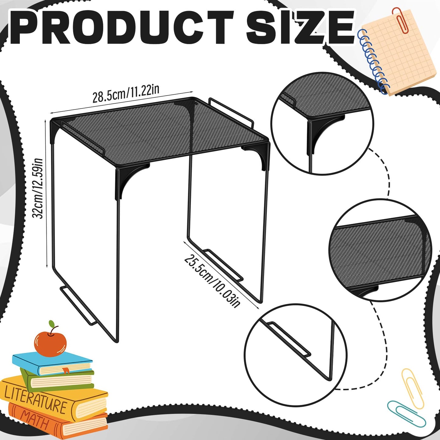 Noxglory Locker Organizer Shelf Black Stackable Extra Locker Shelf Storage Cabinet Accessories for Back to School Office Home Gym Supplies