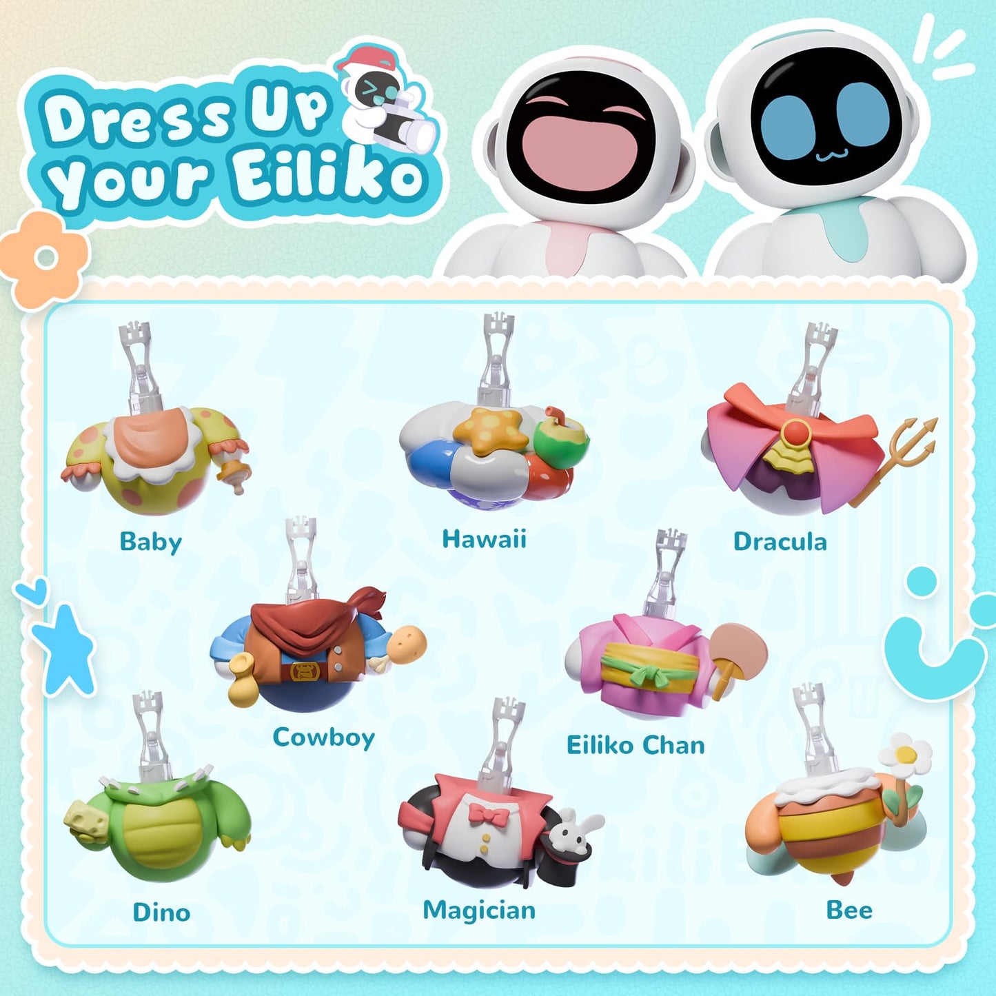 ENERGIZE LAB Eiliko Aquamarine - Your Tiny AI Charm Robot That Matches Every Daily Outfit, Fun Electronic Pendant Toys, for Couples and Best Friends.