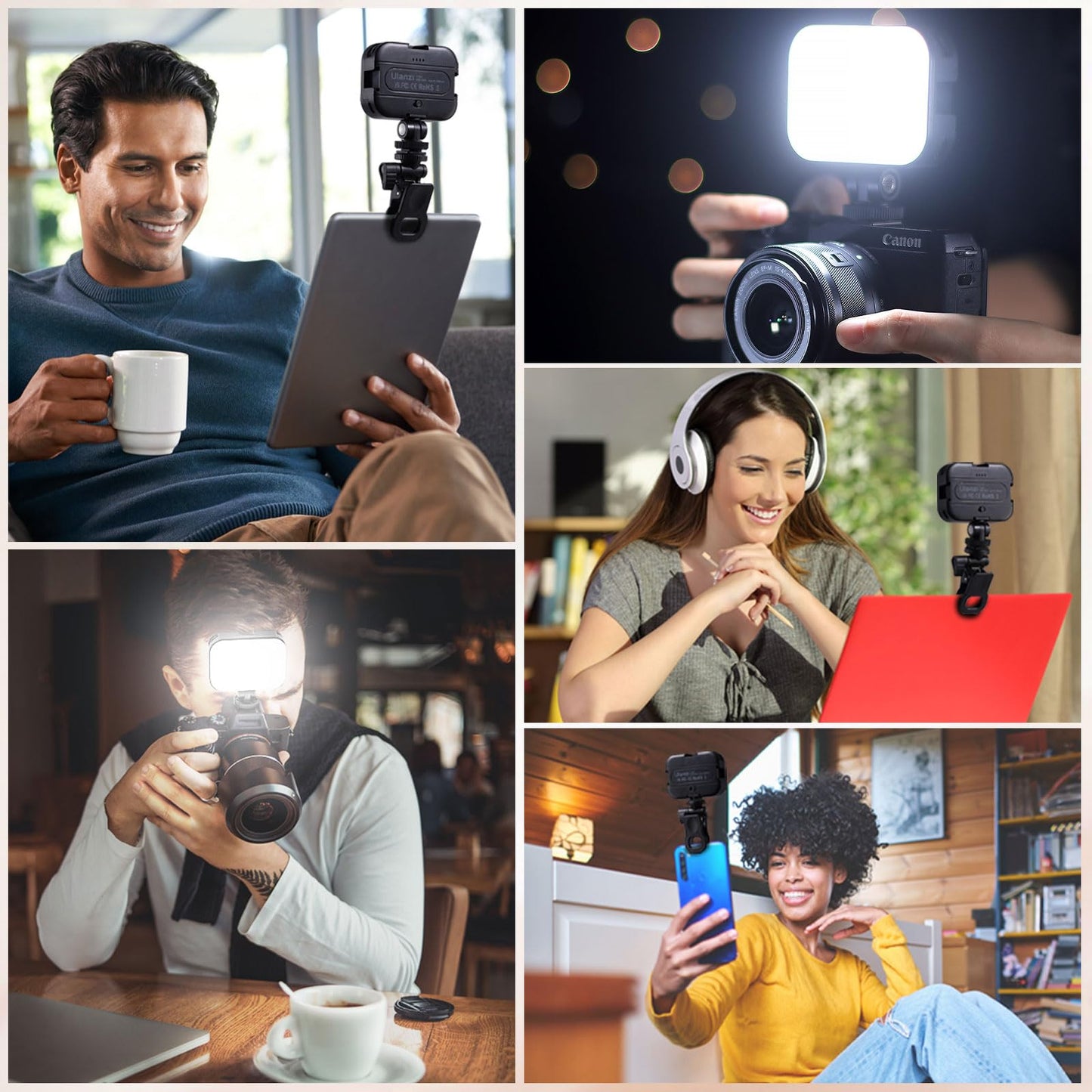 Ulanzi VL100X Selfie Light, Clip LED Light Panel for Phone/Laptop/Tablet/Computer, Bi-Color Portable Clip Camera Light with Dimmable 2500-6500K with 2000mAh Battery for Video Conference/Picture