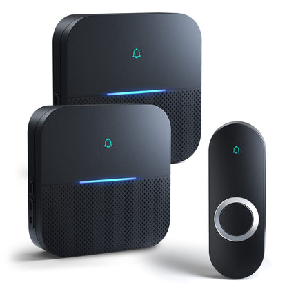 AIDA Lighted Wireless Doorbell for Home, Waterproof Battery Doorbell Wireless 1,000ft Range, 5 Volume Levels with 58 Doorbell Chimes & LED Flash (White, Doorbell with 2 Buttons & 1 Receiver)