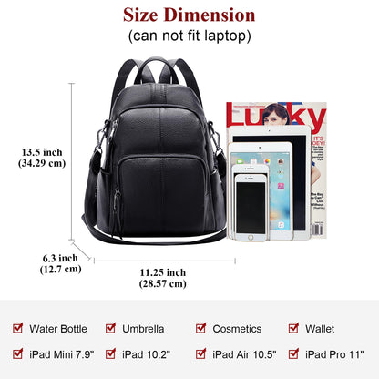 ALTOSY Soft Leather Backpack Purse For Women -theft Backpacks Versatile Shoulder Bag（S81 Black）