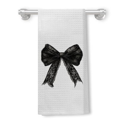 Kemingni Halloween Kitchen Towels - Gothic Coquette Black Bow Hand Towels for Bathroom, Gothic Kitchen Decor, 16x24 Inches
