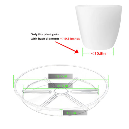 MSKIAUO 6 Pack Plant Saucers, 12 inch Clear Plant Trays, Durable Round Plastic Flower Plant Water Drip Tray for Pots Planter, Heavy Duty Plant Dish Pant Plate to Catch Water for Indoor & Outdoor