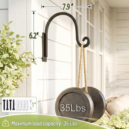 Lifyzoon Heavy Duty Plant Hanger Bracket (8"/Black) - 4 Packs, 35lbs Weight Capacity - Outdoor Hand-Forged Hanging Plant Bracket Durable and Stable Bird Feeder Hanger