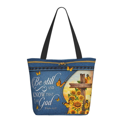 Sunflower Butterfly And Cross Bible Print Tote Bag Christian Gift Bible Women'S Handbag Christian Gifts Zippered Inspirational Tote Bags For Women Bible Verse Shoulder Bag Art Tote For Fit Work