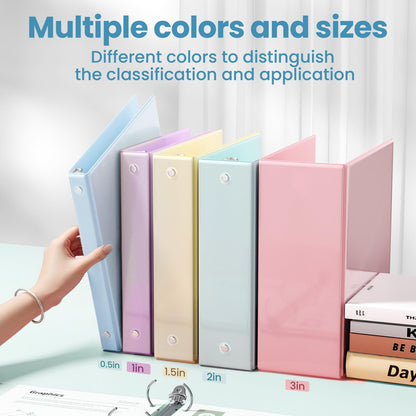 SUNEE 3 Ring Binder 1 Inch 2 Pack, Clear View Binder Three Ring PVC-Free (Fit 8.5x11 Inches) for School or Office Supplies, Blue