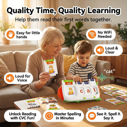 HUBFIVY Talking Flash Cards for Toddlers 2-8,Montessori Toys for Autism,107 Sight Words,Alphabet CVC Learning Toy,Speak and Spell Phonics Games for Kindergarten,Educational Birthday Gift for Kids