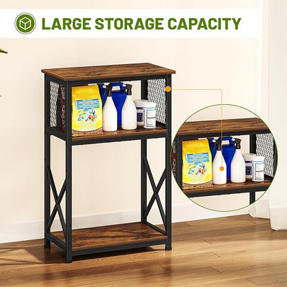 Snughome 10 Gallon Aquarium Stand, 3-Tier Storage Fish Tank Stand 220 lb Top, Fits 5/10 Gallon , Waterproof / Small Space, 20.47" x 11.42" x 30.91", Rustic Brown