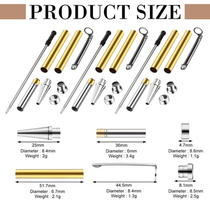 Colarr 10 Pcs Pen Kits for Wood Turning 7mm Slimline Pen Twist Kit with Refill Lathe Turning Supplies for Making Office Classroom Supplies DIY Friend Teacher Student Gifts(Silver)