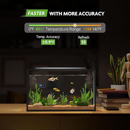 PAIZOO Fish Tank Thermometer, LED Digital Aquarium Thermometer Highly Accurate Temperature Measurement, Tank Thermometer for Freshwater and Saltwater, White Display ±0.9℉