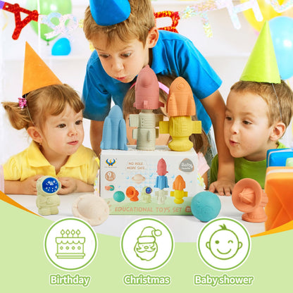 AMCHSURI Mold-Free & No Holes Bath Toys 9 Pack | Safe Astronaut & Rocket Ship Toys for Babies 6-12M & Toddlers 1-3Y | Bathtub Pool Float Toys for Boys Girls
