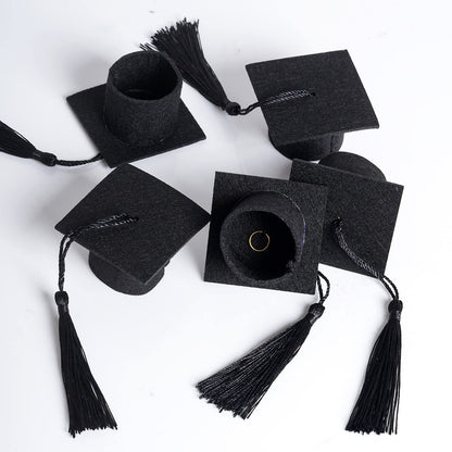 12pcs Mini Graduation Cap for Crafts Black Felt Graduation Hat Bottle Toppers with Tassels Mini Cap Decorations Bottle Toppers for Party Table Decoration (Black)