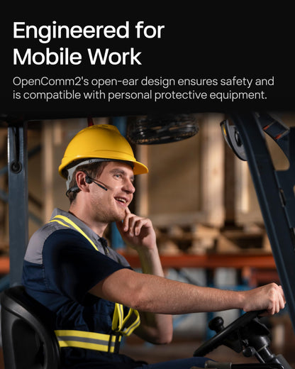 OpenComm2 2025 Upgrade - Open-Ear Bone Conduction Headphones, Wireless Bluetooth Headset with Noise Canceling Mic & Mute Button for Work Calls and Meetings, 16 Hour Talk Time for Mobile & PC - C120