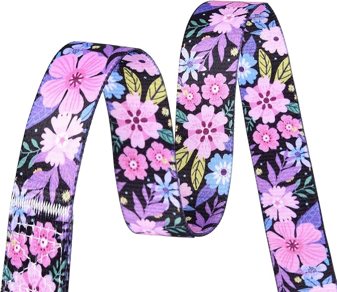 Mihqy Dog Collar and Leash Set with Bohemia Floral Tribal Geometric Patterns - Soft Ethnic Style Collar Adjustable for Small Medium Large Dogs(Pink Floral Set,L)