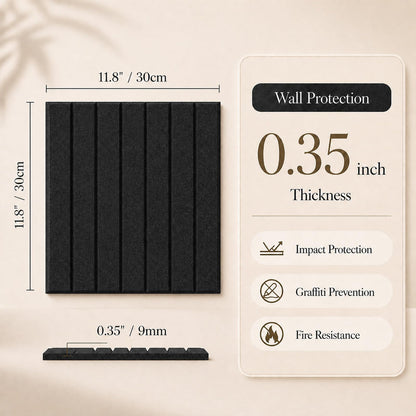 Baysola Stripe Felt Bulletin Board Panels 48 x 36 Inch Self Adhesive Wall Tiles Cork Board Alternative for Office Classroom Photos Notes 12 Pack