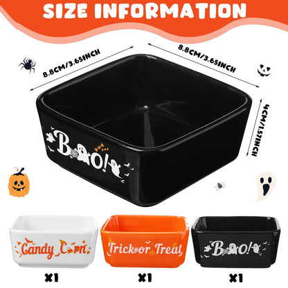 Tanlade 3 Pcs Halloween Candy Bowl Mini Dish for Tiered Tray Decoration, Ceramic Candy Corns Bowl, Party Supplies Holder for Farmhouse Home Housewarming Gift