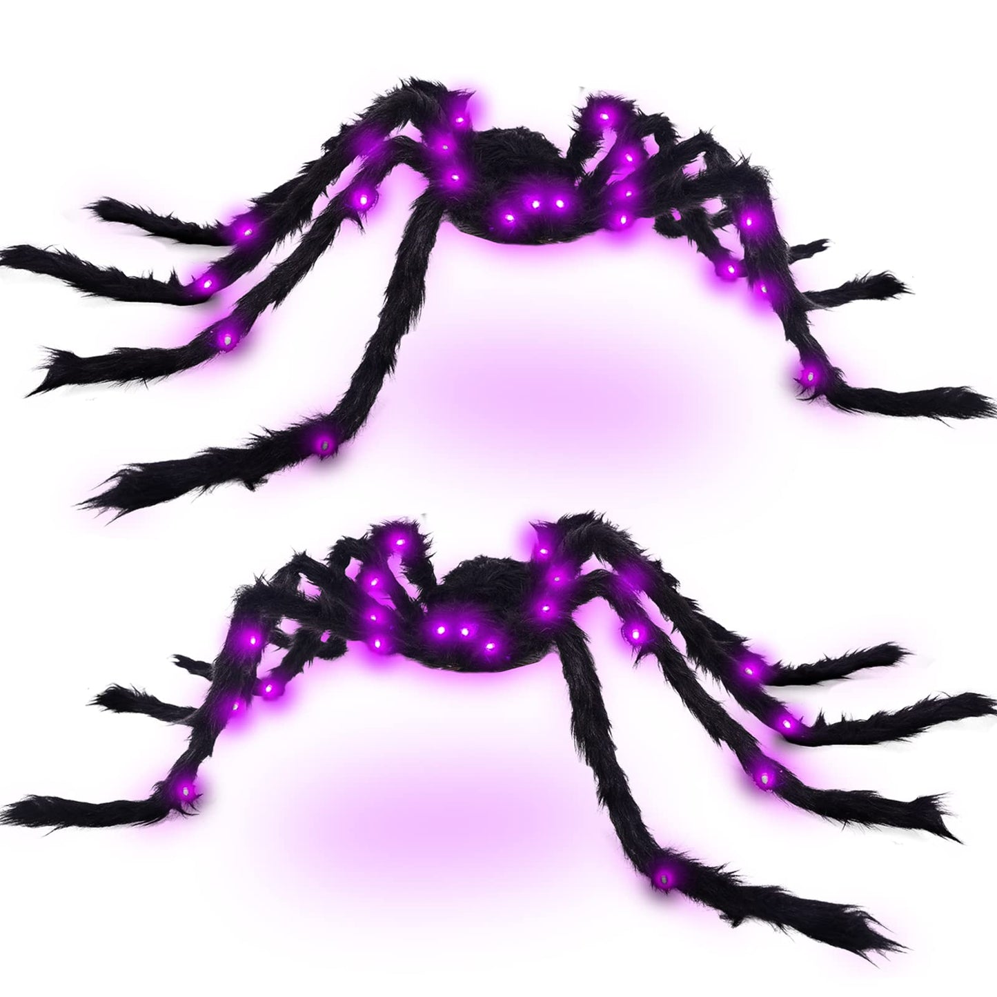 VOMAOK Halloween Spider Decorations 4ft Light Up Giant Spider(2 Pack) for Indoor Outdoor Halloween Decorations Yard Party House Décor