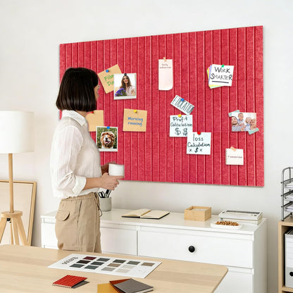 15 Pack Felt Bulletin Board, 35" x 59" Large Red Pinboard with 30 Push Pins, Felt Pin Board, Self-Adhesive Cork Board Tiles for Home, Office Walls, School Classroom Message Photos Display