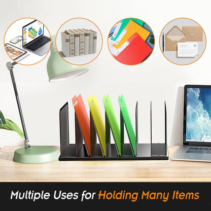 Kuntine.B Desk File Organizer Upright Mesh Desktop Organizer File Sorter Office Organization File Holder for Home, Office & Classroom (Black, 1 Pack 7-Section)
