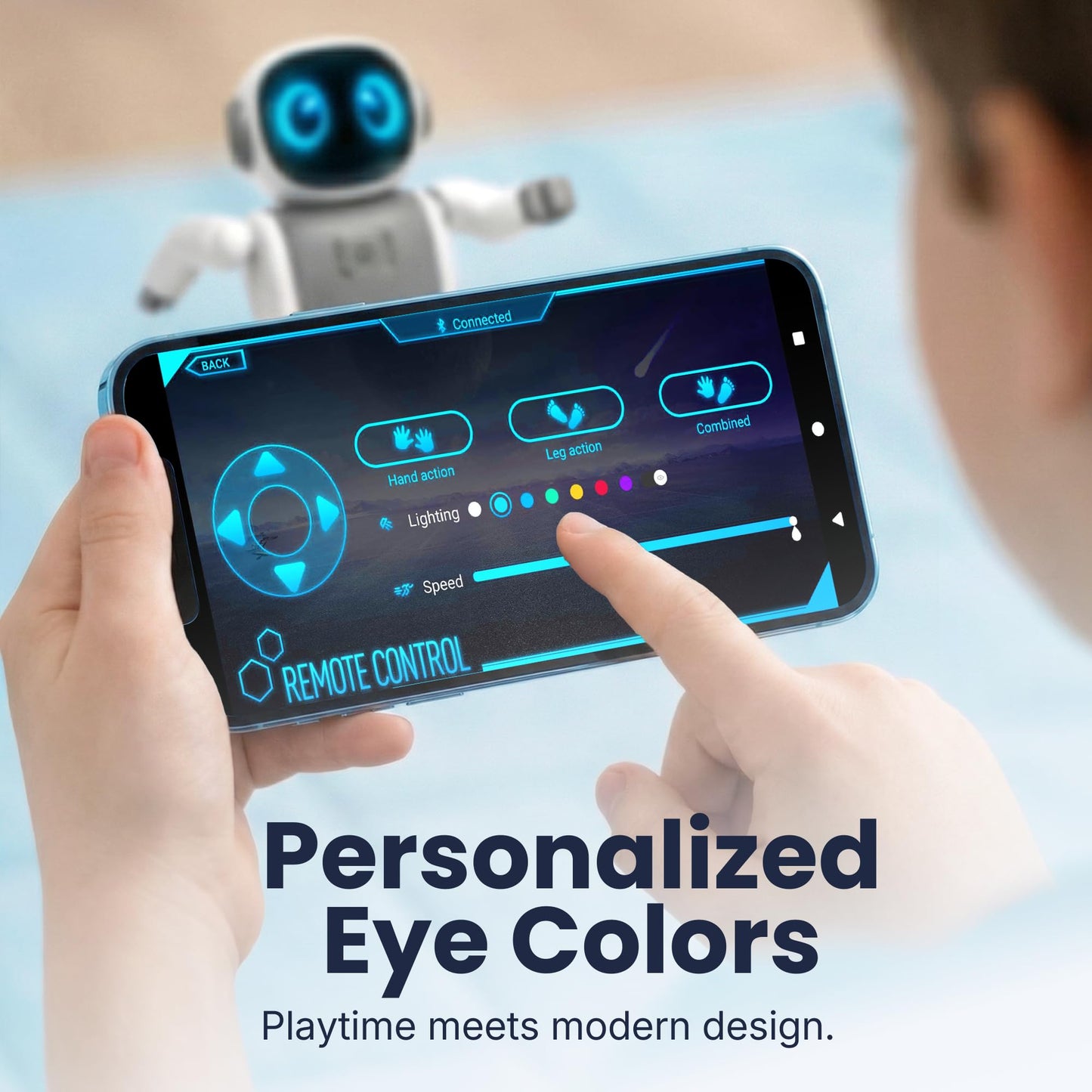 SmartyBot Smart Robot Toy for Kids - Interactive Remote Control Robot with App, Programmable Moves, 7 Customizable LED Eye Colors, Reacts to Music, STEM Learning Toy for Boys & Girls Ages 4 5 6 7 8 9
