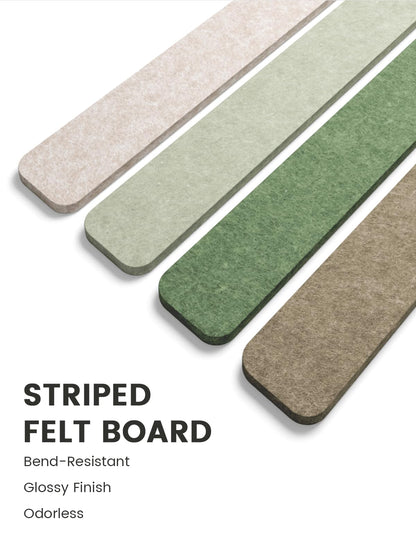 Fluxynara Cork Board Alternative Felt Strip Board 8-Pack 13"x2", Office Pin Board with 50 Push Pins, Adhesive Install for Bedroom Door & Home Office (Moss Haven）