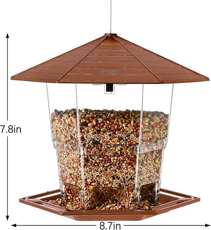 Jealoeur Bird Feeders for Outdoors Hanging Bird Feeder Wild Birds Seed, Brown