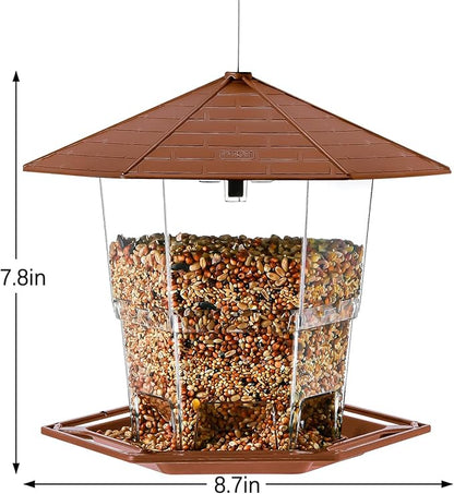 Jealoeur Bird Feeders for Outdoors Hanging Bird Feeder Wild Birds Seed, Brown