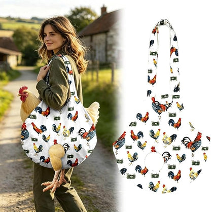 Chicken Carrier Sling Holder Bag with Handle, Driving Poultry Carriers Handbag for Farm Owners and Pet Lover Chicken Holder Poultry Travel (White)
