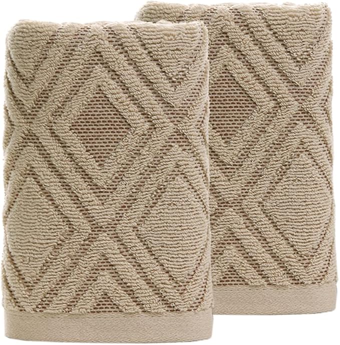 Pidada Hand Towels Set of 2 Diamond Pattern 100% Cotton Absorbent Soft
