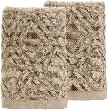 Pidada Hand Towels Set of 2 Diamond Pattern 100% Cotton Absorbent Soft