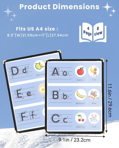 DUPDMKIN 6 Pack Menu Covers 8.5 x 11 Inch, 4 Page 8 View Menu Holder, Menu Sleeves for Restaurant, Cafe, Bar