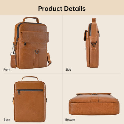 11 Inch Tablet Shoulder Bag Leather Carrying Case for 11 inch iPad A16, iPad Pro 11" M5 M4/ iPads Air 11" M4 M3 M2 2026 2025 with Magic Keyboard, Vertical Laptop Sleeve Messenger Computer Bag, Brown