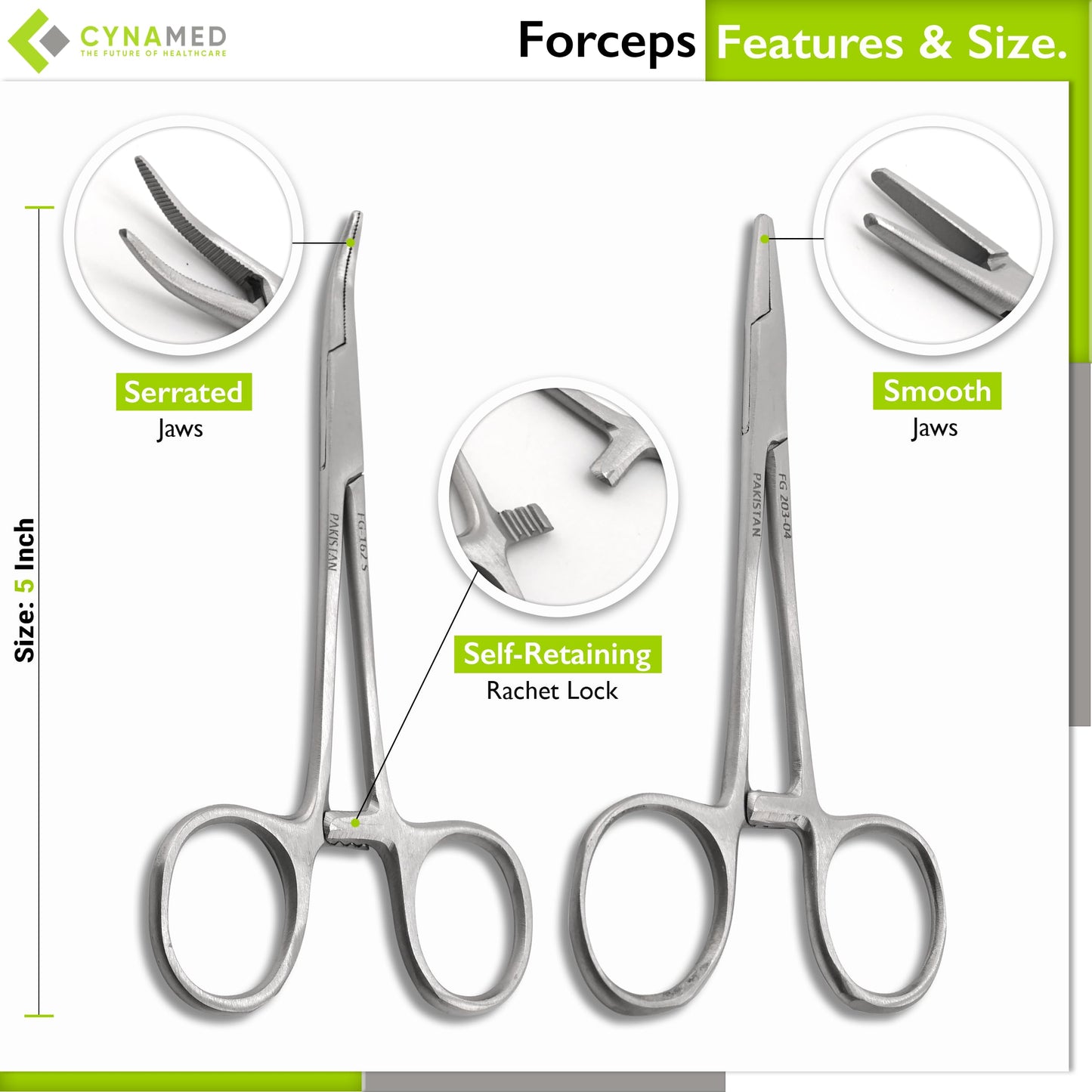 Set of 7 Pieces Scissors Forceps Hemostats Needle Holder Driver Set for Educational Training and Medical Procedures Made of Stainless Steel by Cynamed