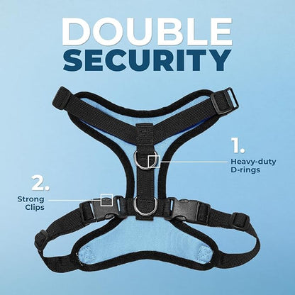 Voyager Step-in Pet Harness - All Weather Mesh, Adjustable Step in Harness for Cats and Dogs by Best Pet Supplies - Baby Blue/Black Trim, S