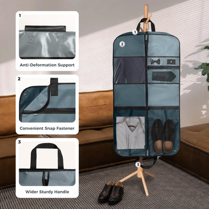 pack all 43" Premium Gusseted Travel Garment Bag, Heavy Duty Hanging Suit Bag, Foldable Dress Bag for Closet Storage, Suit Cover Protector for Clothes Shirts Dresses Coats(Grey)
