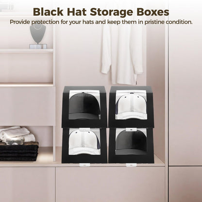 Homaisson 12 Pcs Black Present Boxes, Modern Hat Storage Boxes with Window Display, Sturdy Paper Cap Display Containers, Fold Packing Containers, 7.7x8.7x4.3 in