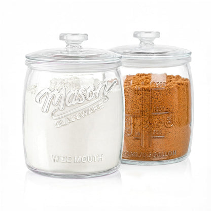 2 Pack Cookie Jar, 1/2 Gallon Glass Storage Containers with Airtight Lids, Wide Mouth Food Jars & Canisters for Kitchen, Pantry, Apothecary, Flour, Sugar, Sourdough Starter, Dog Treat, Half Gallon